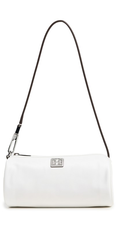 Tory Burch Virginia Nylon Cylinder Bag Snow Whit