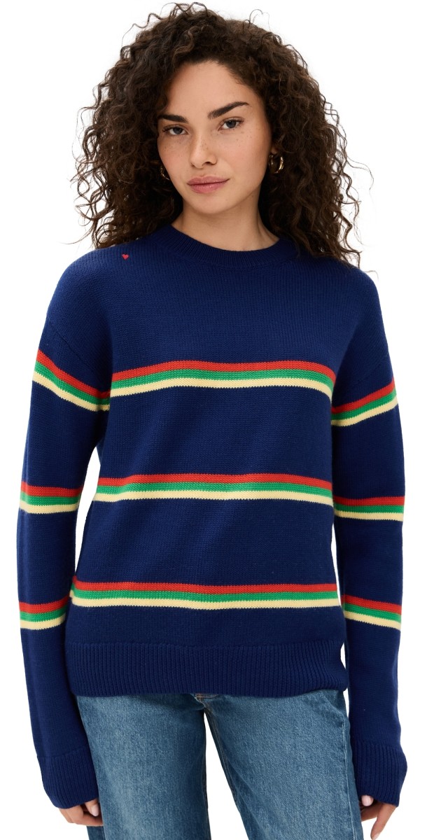 Clare V. Virginie Sweater Multi Stripe Merino Wool
