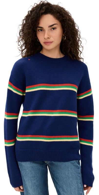 Clare V. Virginie Sweater Multi Stripe Merino Wool
