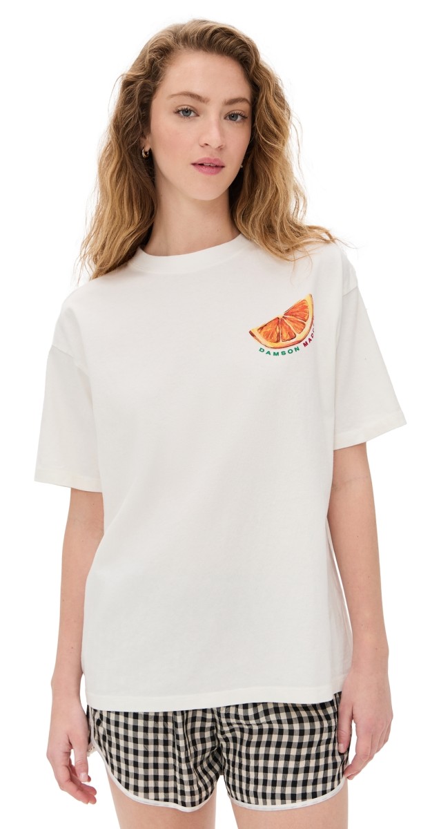 Damson Madder Spritz Boyfriend Tee White