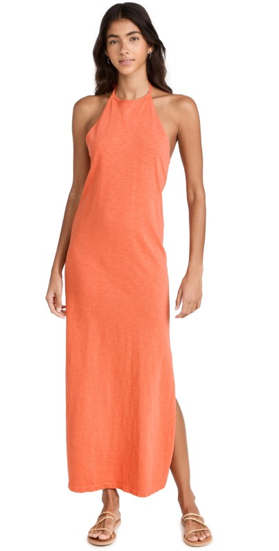 LNA Bib Halter Dress Orange Sunset