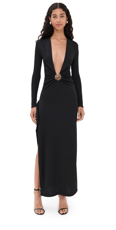 Christopher Esber Mineral Stone Cascade Dress Black
