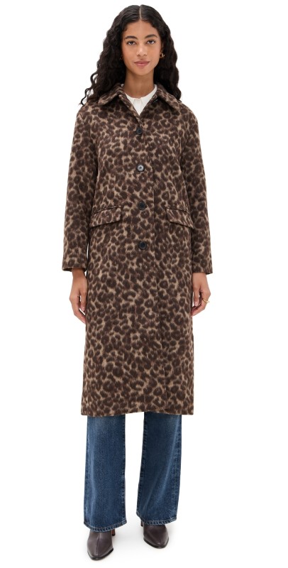 Madewell Single Breasted Topcoat In Leopard Print Brushed Leopard