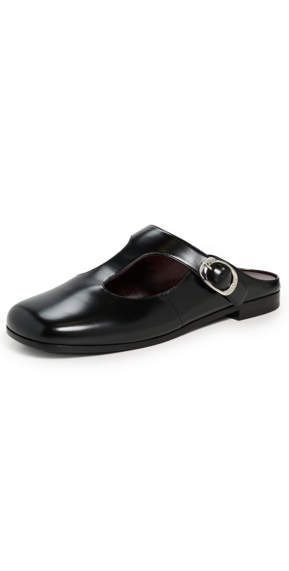 Tory Burch Violet T Strap Mules Perfect Black