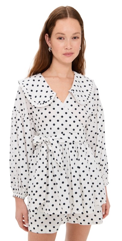 La Maregold Camila Blouse Midnight Polka Dot