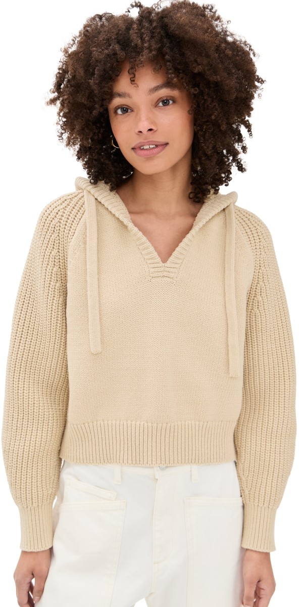 Madewell V Neck Tape Yarn Hoodie Summer Dune