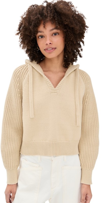 Madewell V Neck Tape Yarn Hoodie Summer Dune