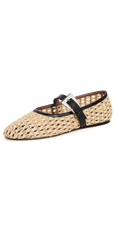 Paris Texas Sveva Buckle Ballet Flats Naturale/Black