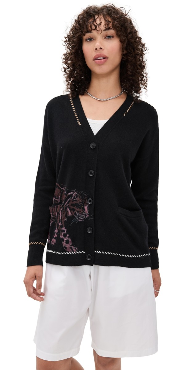 Las Sureñas Snow Leopard Cardigan Black