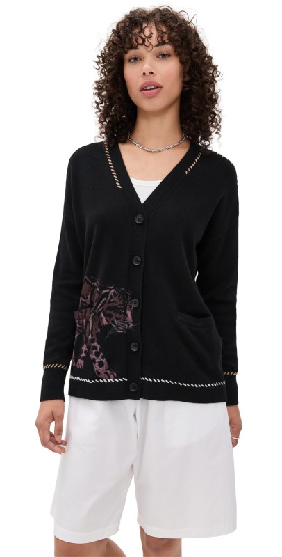 Las Sureñas Snow Leopard Cardigan Black