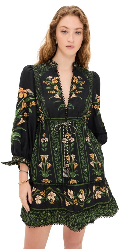 FARM Rio Flowers Arch Black Mini Dress Flowers Arch Black