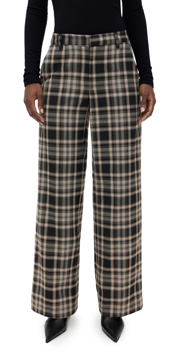 Enza Costa Relaxed Plaid Trousers Plaid