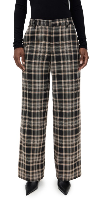 Enza Costa Relaxed Plaid Trousers Plaid