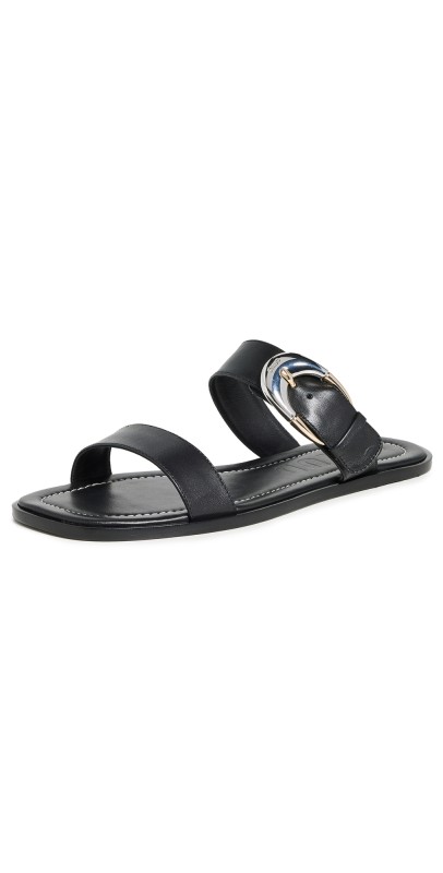 STAUD Harlow Flat Sandals Black