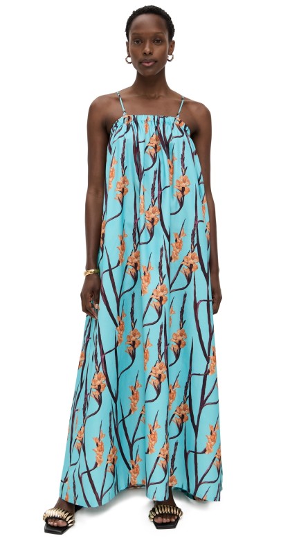 Dur Doux Strapless Maxi Dress Gladiolus Flower