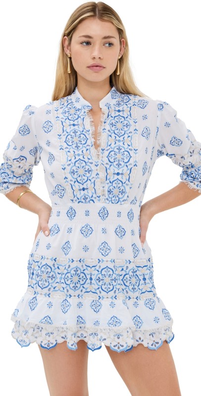 Temptation Positano Fella Embroidered Short Dress White