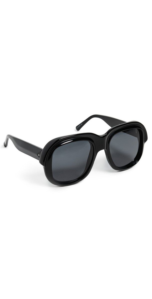 Dries Van Noten Round Sunglasses Black/Nickel/Grey