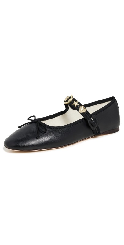 Loeffler Randall Chiara Mary Jane Flats Black/Gold