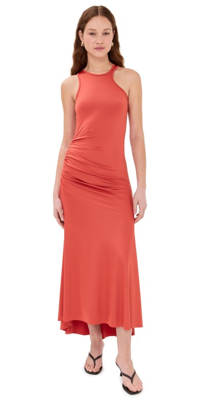 Victoria Beckham Asymmetric Tank Midi Dress Paprika