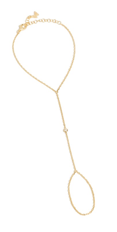 By Adina Eden Cubic Zirconia Single Bezel Hand Chain Gold