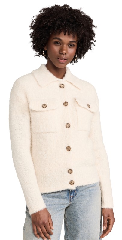 Madewell Jill Boucle Sweater Jacket Alabaster