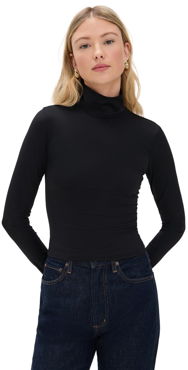 Good American Weightless Turtleneck Black001