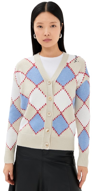 Marni Argyle Intarsia Cardigan Lily White