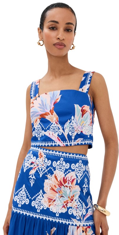 Figue Laura Top Fantasia Floral Lazurite Blue