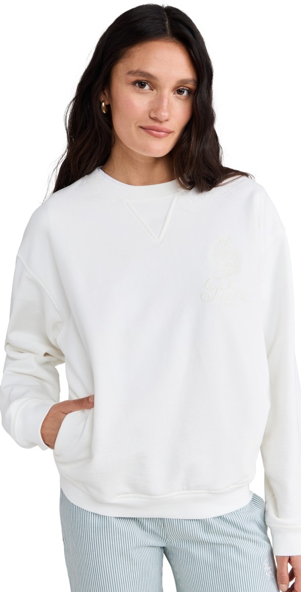 FRAME FRAME x Ritz Unisex Paris Privacy Please Crew Neck Sweatshirt Cream