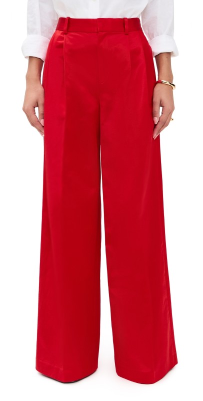 Polo Ralph Lauren Viscose Satin Woven Standard Pants Red