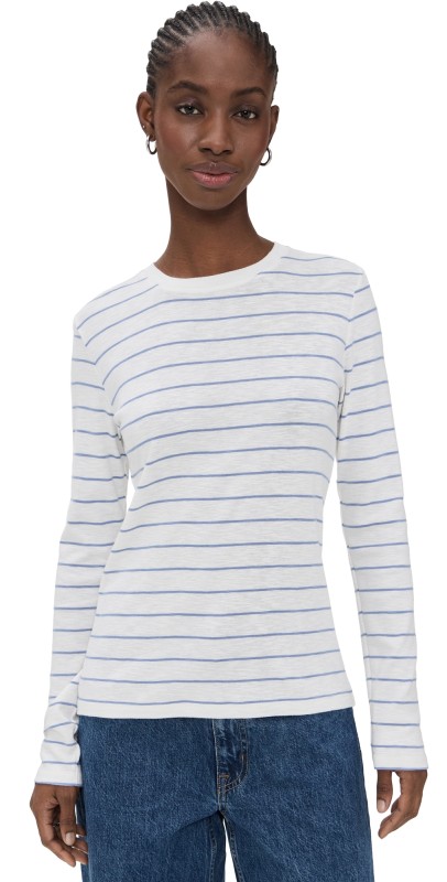 Vince Striped Crew Tee Pacific Opal Combo