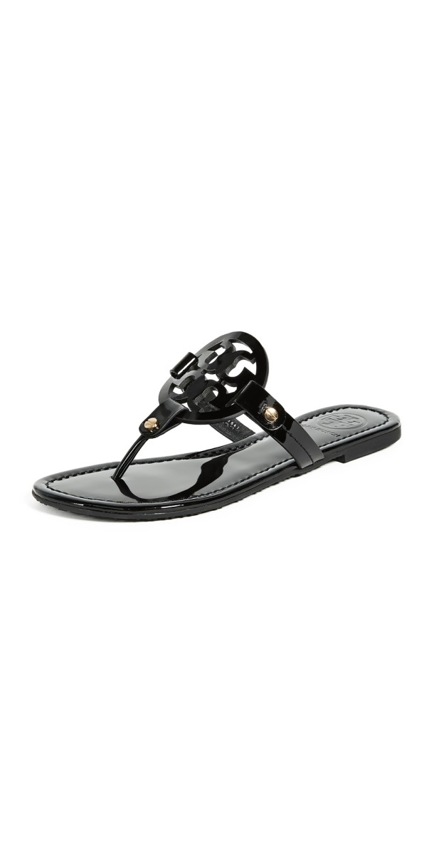 Tory Burch Miller Patent Thong Sandal Black