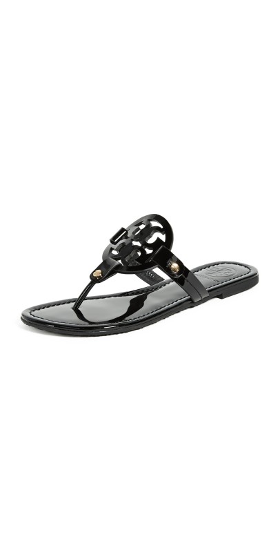 Tory Burch Miller Patent Thong Sandal Black