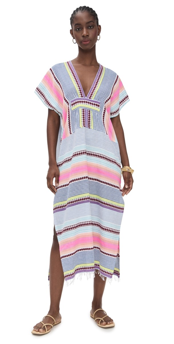 lemlem Gasira V Neck Caftan Cirq Citrus