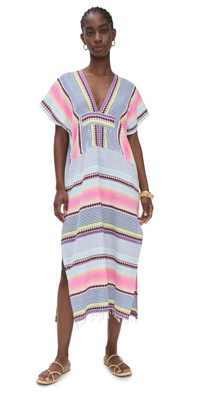 lemlem Gasira V Neck Caftan Cirq Citrus