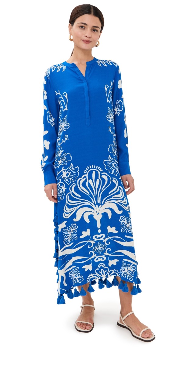 Figue Paolina Caftan Floral Filigree Lapis Blue
