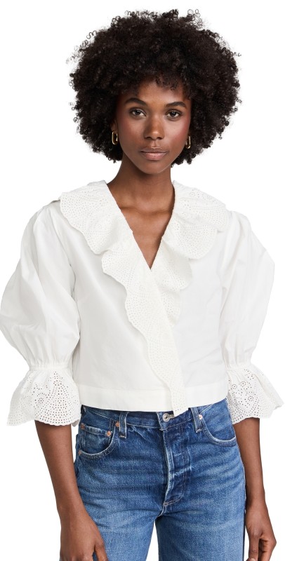 POSSE Beryl Cross Over Blouse Vintage White