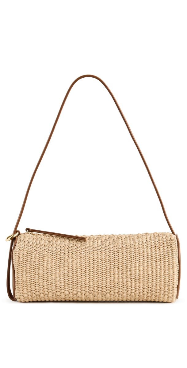Reformation Simona Cylinder Bag Natural Raffia