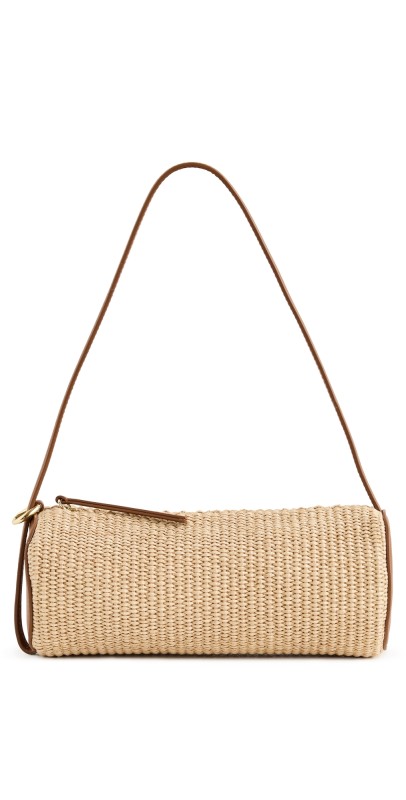 Reformation Simona Cylinder Bag Natural Raffia