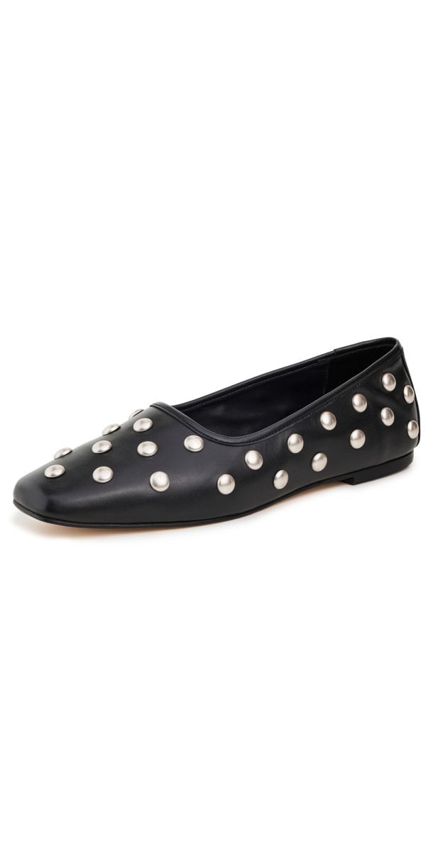 Freda Salvador Jessie Flats Black Calf with Studs