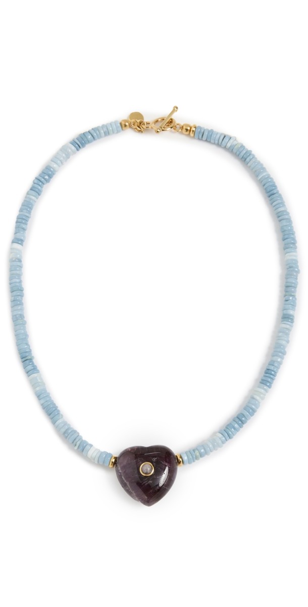 MAYAMAR Opal Heart Beaded Necklace Gold