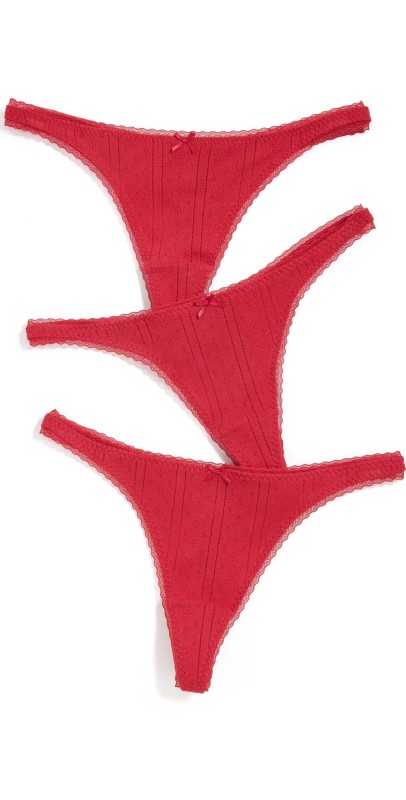 COUCOU Thong 3 Pack Panties Cherry Red