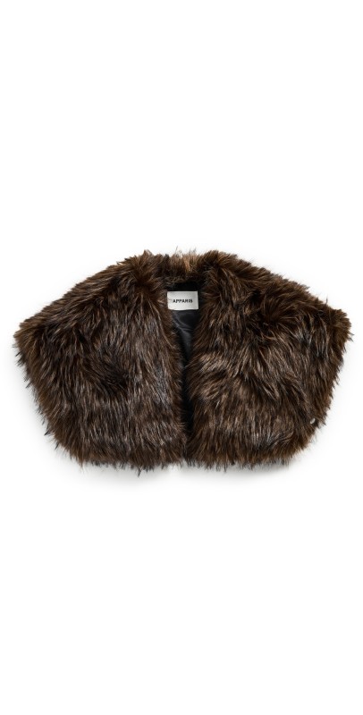 Apparis Devin Faux Fur Fox Shrug Dark Brow