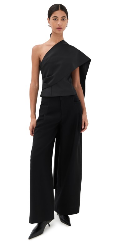 Róhe One Shoulder Cape Top Black