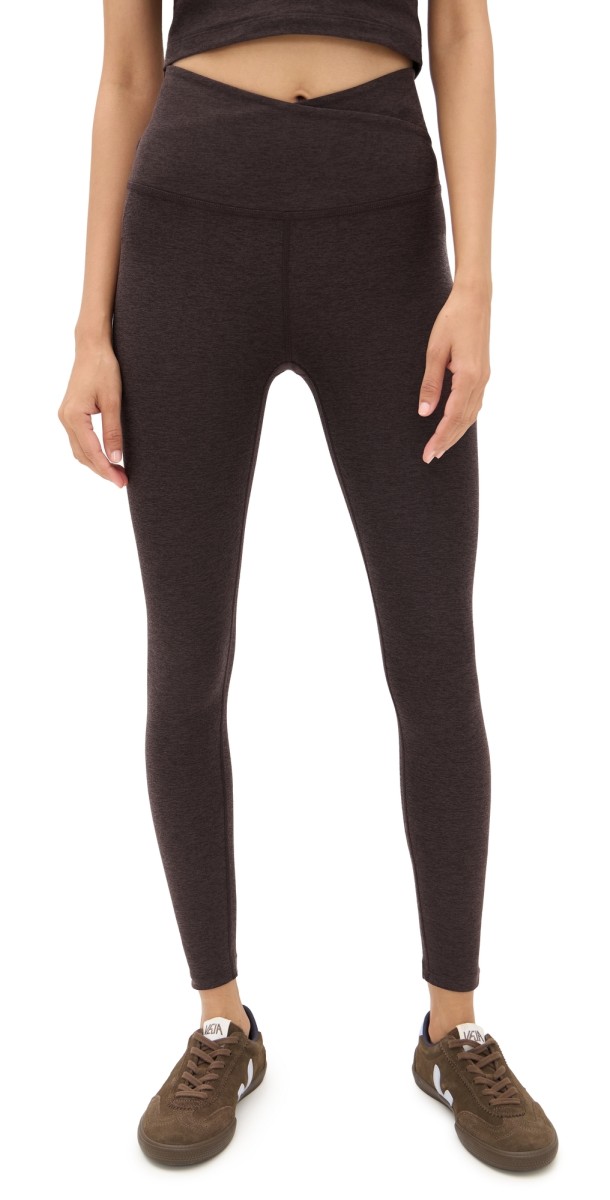 Beyond Yoga Spacedye At Your Leisure High Waist Midi Leggings Dark Chocolate Heather