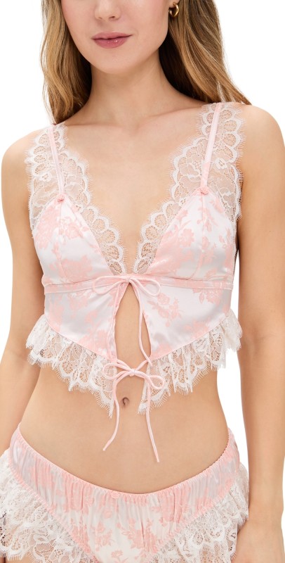 For Love & Lemons Audrey Jacquard Top Peach