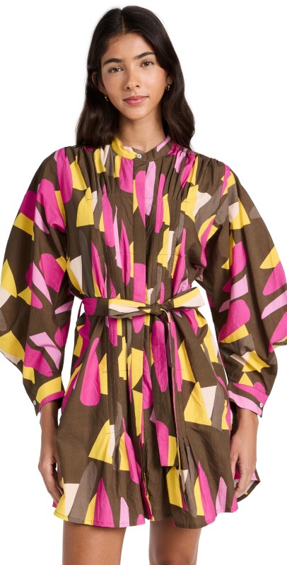 TRUTH Dina Shirt Dress Confetti Brush Strokes Walnut