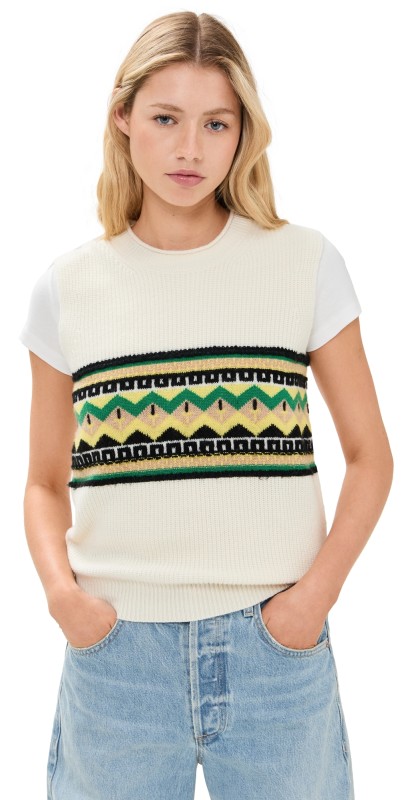 Guest in Residence Chalet Vest In Cashmere Blend Cream Combo