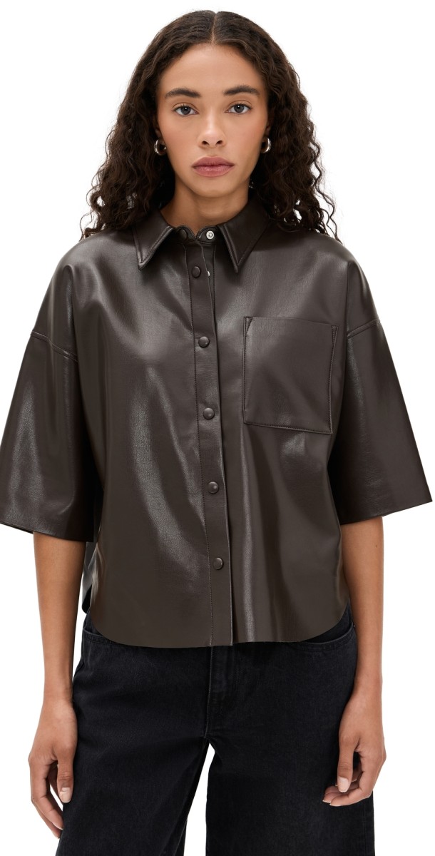 Citizens of Humanity Frances Cropped Caped Button Up Chocolate