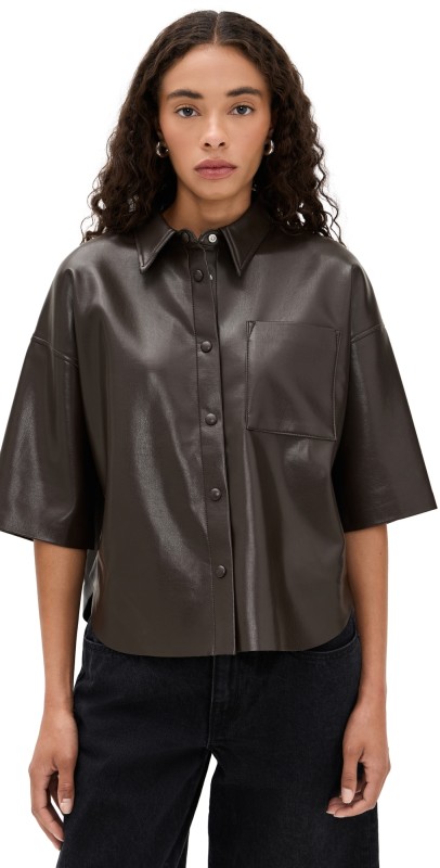 Citizens of Humanity Frances Cropped Caped Button Up Chocolate